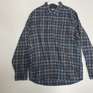 Weatherproof Vintage Mens Flannel Shirt Plaid Button Up Casual BLUE Size XL